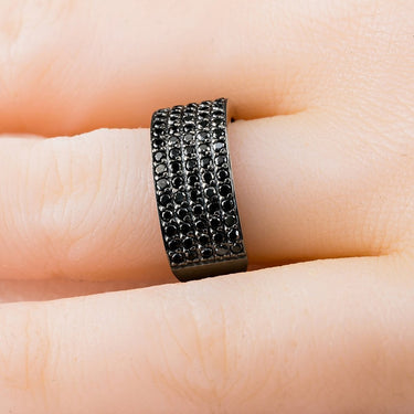 10K Solid Gold Black Rhodium Mens Black Diamond Wedding Ring Band 2.68 Ctw